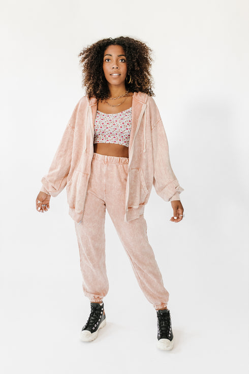 Vibe Check Washed Pant// Peach